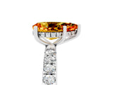 White gold Pear Cut Citrine Pave Band Solitaire Ring with Four-Prong Setting_29