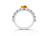 White gold Pear Cut Citrine Prong Setting with Side Stones on a Pave Band_3