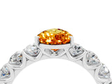 White gold Pear Cut Citrine Prong Setting with Side Stones on a Pave Band_4