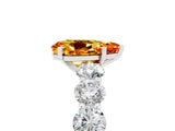 White gold Pear Cut Citrine Prong Setting with Side Stones on a Pave Band_5