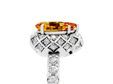 White gold Pear Cut Citrine Scalloped Halo Engagement Ring with Round Shared Prong Band_29