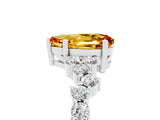 White gold Pear Cut Citrine Scattered Round Accent Ring with Prong Setting_29