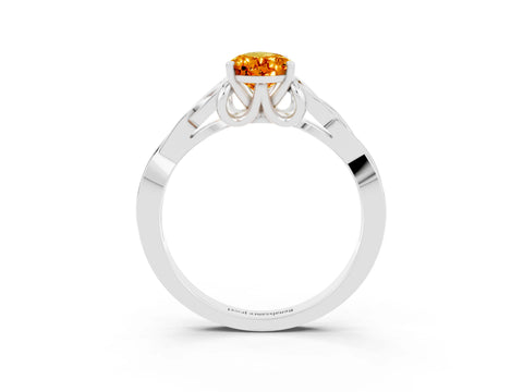 White gold Pear Cut Citrine Solitaire Celtic Knot Ring with Four-Prong Setting_15