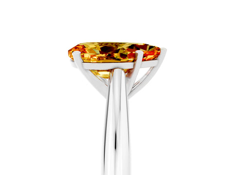 White gold Pear Cut Citrine Solitaire Engagement Ring with Cathedral Setting and Four-Prong Mount_29