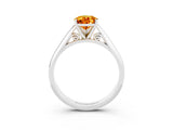 White gold Pear Cut Citrine Solitaire Engagement Ring with Cathedral Setting and Four-Prong Mount_45