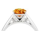 White gold Pear Cut Citrine Solitaire Engagement Ring with Cathedral Setting and Four-Prong Mount_46