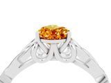 White gold Pear Cut Citrine Solitaire Engagement Ring with Celtic Knot Band and Four-Prong Setting_4