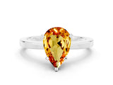 White gold Pear Cut Citrine Solitaire Engagement Ring with Classic Band and Four-Prong Setting_24