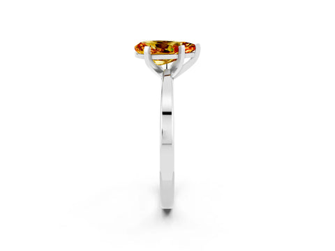 White gold Pear Cut Citrine Solitaire Engagement Ring with Classic Band and Four-Prong Setting_26