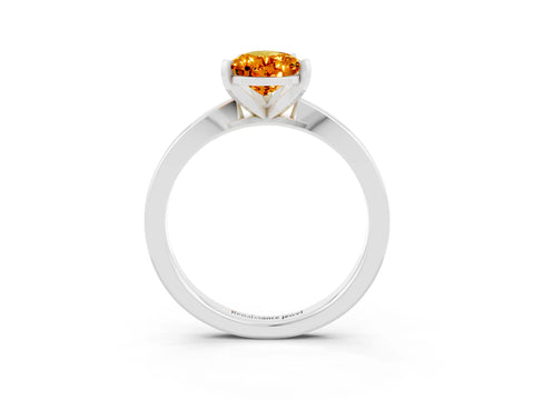 White gold Pear Cut Citrine Solitaire Engagement Ring with Classic Band and Four-Prong Setting_27