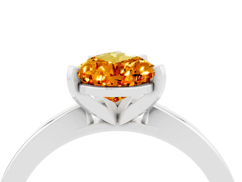 White gold Pear Cut Citrine Solitaire Engagement Ring with Classic Band and Four-Prong Setting_28