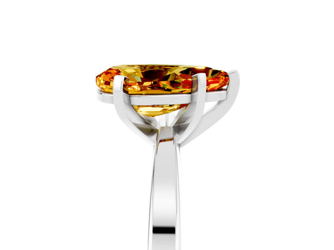 White gold Pear Cut Citrine Solitaire Engagement Ring with Classic Band and Four-Prong Setting_29