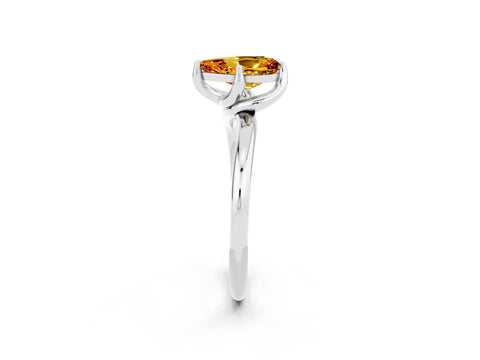 White gold Pear Cut Citrine Solitaire Engagement Ring with Four-Prong Setting and Classic Band_14