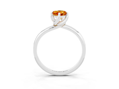 White gold Pear Cut Citrine Solitaire Engagement Ring with Four-Prong Setting and Classic Band_15