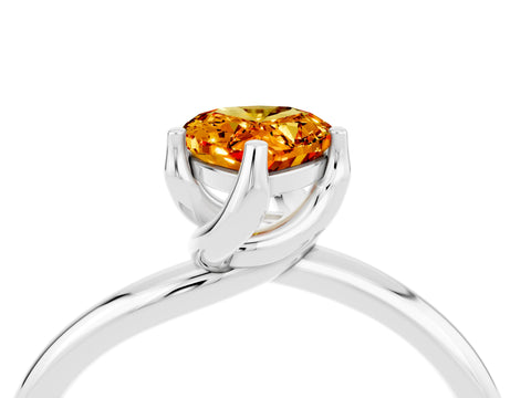 White gold Pear Cut Citrine Solitaire Engagement Ring with Four-Prong Setting and Classic Band_16