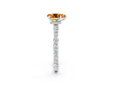White gold Pear Cut Citrine Solitaire Engagement Ring with Pavé Band and Four-Prong Setting_2