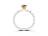 White gold Pear Cut Citrine Solitaire Engagement Ring with Pavé Band and Four-Prong Setting_3