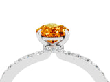 White gold Pear Cut Citrine Solitaire Engagement Ring with Pavé Band and Four-Prong Setting_4