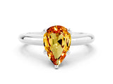 White gold Pear Cut Citrine Solitaire Engagement Ring with Round Band and Four-Prong Setting_20