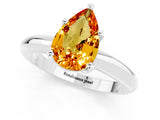 White gold Pear Cut Citrine Solitaire Engagement Ring with Round Band and Four-Prong Setting_21