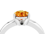White gold Pear Cut Citrine Solitaire Engagement Ring with Round Band and Four-Prong Setting_24