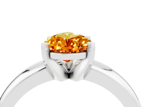 White gold Pear Cut Citrine Solitaire Engagement Ring with Round Band and Four-Prong Setting_28