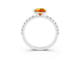White gold Pear Cut Citrine Solitaire Pavé Band with Four-Prong Setting_3