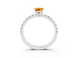 White gold Pear Cut Citrine Solitaire Pavé Engagement Ring with Round Band and Prong Setting_15