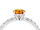 White gold Pear Cut Citrine Solitaire Pavé Engagement Ring with Round Band and Prong Setting_16