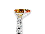 White gold Pear Cut Citrine Solitaire Pavé Engagement Ring with Round Band and Prong Setting_17