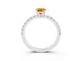 White gold Pear Cut Citrine Solitaire Pavé Engagement Ring with Round Band and Prong Setting_75