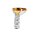 White gold Pear Cut Citrine Solitaire Pavé Engagement Ring with Round Band and Prong Setting_77