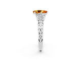 White gold Pear Cut Citrine Solitaire Ring with Filigree Band and Four-Prong Setting_38