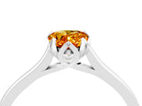 White gold Pear Cut Citrine Solitaire Ring with Flower Prong Setting and Classic Band_28