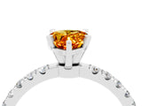 White gold Pear Cut Citrine Solitaire Ring with Pavé Accents and Four-Prong Setting_4