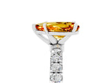 White gold Pear Cut Citrine Solitaire Ring with Pavé Accents and Four-Prong Setting_5