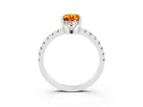 White gold Pear Cut Citrine Solitaire Ring with Pavé Band and Four-Prong Setting_27