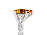 White gold Pear Cut Citrine Solitaire Ring with Pavé Band and Four-Prong Setting_29