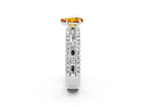 White gold Pear Cut Citrine Solitaire Ring with Pavé and Channel Set Band_2