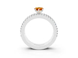 White gold Pear Cut Citrine Solitaire Ring with Pavé and Channel Set Band_3