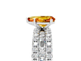 White gold Pear Cut Citrine Solitaire Ring with Pavé and Channel Set Band_5