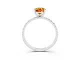 White gold Pear Cut Citrine Solitaire Ring with Pave Band and Four Prong Setting_27