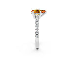 White gold Pear Cut Citrine Solitaire Ring with Round  Pavé Band and Four-Prong Setting_74