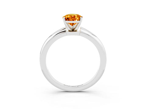 White gold Pear Cut Citrine Solitaire Ring with Six-Prong Setting and Classic Band_3