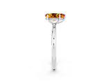 White gold Pear Cut Citrine Solitaire Ring with Thin Band and Four-Prong Setting_2