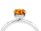White gold Pear Cut Citrine Solitaire Ring with Thin Band and Four-Prong Setting_4
