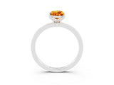 White gold Pear Cut Citrine Solitaire Ring with Thin Band and Prong Setting_15