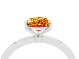 White gold Pear Cut Citrine Solitaire Ring with Thin Band and Prong Setting_16