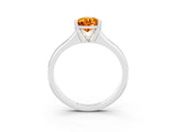 White gold Pear Cut Citrine Solitaire Ring with Wide Band and Prong Setting_3
