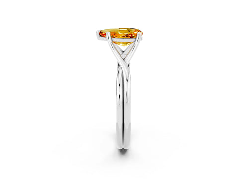 White gold Pear Cut Citrine Solitaire Twist Band Prong Setting Ring_26